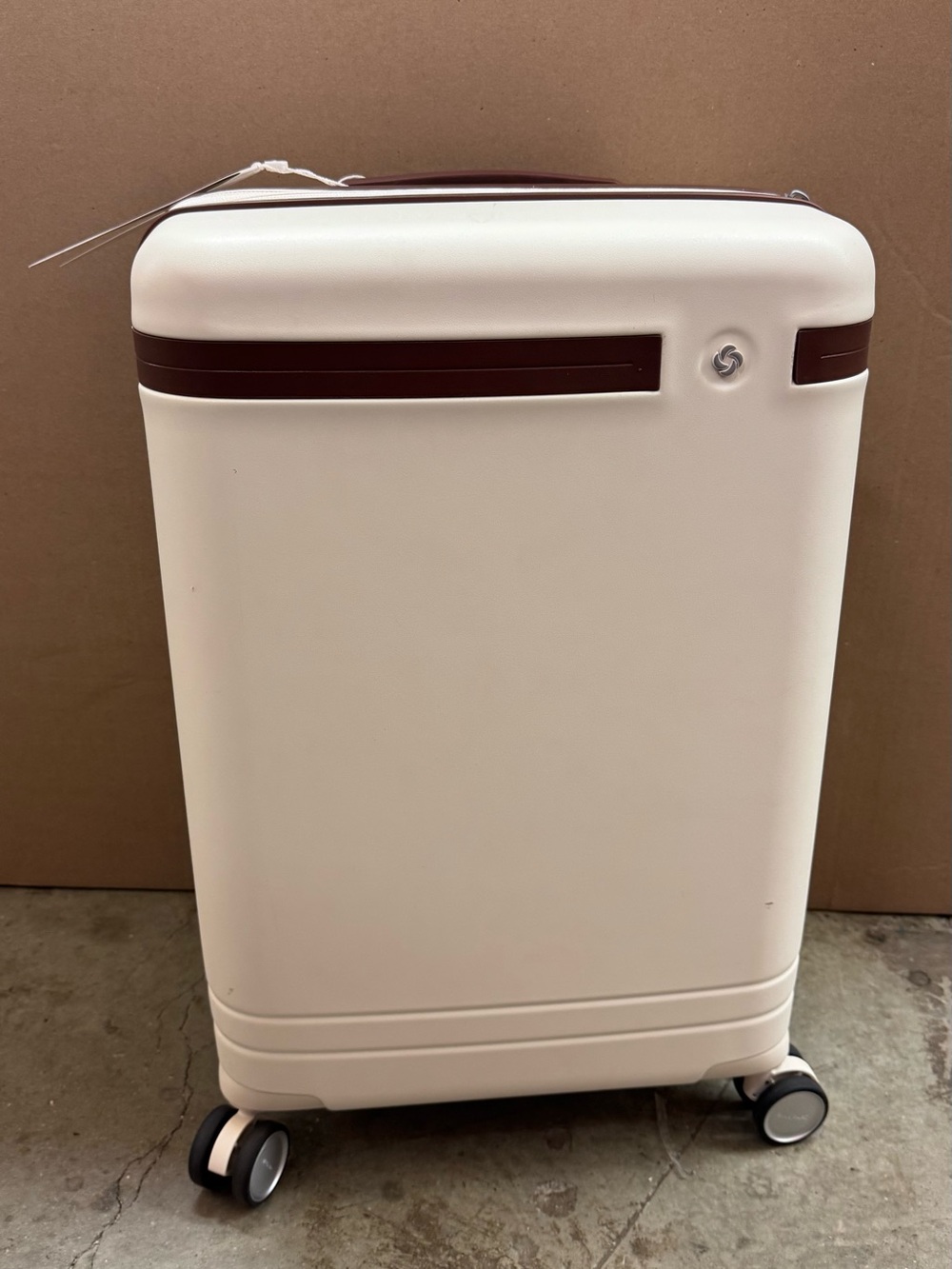 Ivory Hardside Carry-On with brown trim